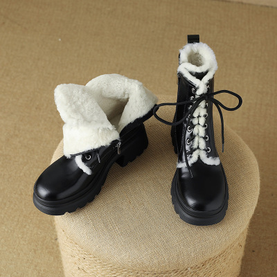 Cowskin cotton boots A73 black