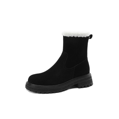 Side zipper frosted ankle boots A75 black
