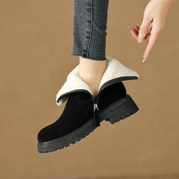 Side zipper frosted ankle boots A75 black